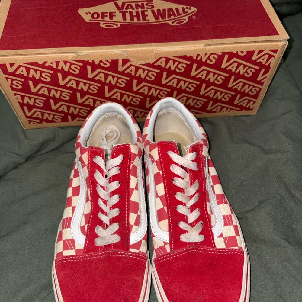 Vans Red and White Checkered Shoes